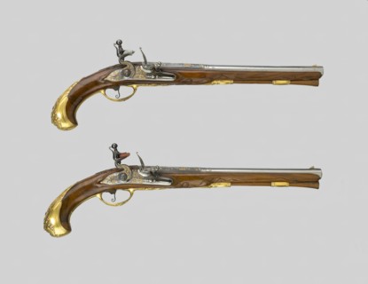 Pair of Flintlock Pistols, Germany, 1700/30. Creator: Johann Jacob Behr.