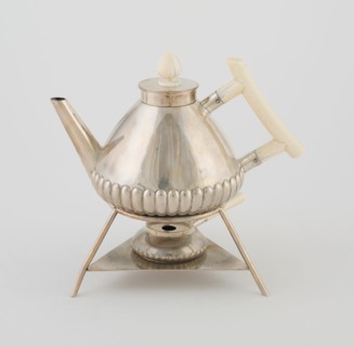 Teapot on Stand with Rechaud, Vienna, 1875/90. Creator: Christopher Dresser.
