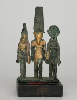 Statuette of the Theban Triad, Amun, Mut, and Khonsu, Egypt, Third Intermediate Period-Late Period.. Creator: Unknown.