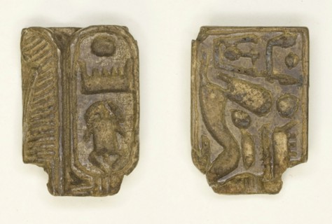 Plaque: Menkheperre (Thutmose III)/Sphinx with Crown and Beard, Egypt, New Kingdom?... Creator: Unknown.