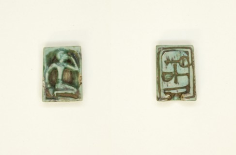 Plaque: Man with Hand to Head/Nefer, Ankh, Nb, Egypt, New Kingdom, Dynasties 18-19 (abt 1550... Creator: Unknown.