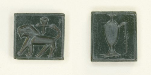 Plaque: Lion and Ankh/Libation Vessel, Egypt, New Kingdom, Dynasties 18-20 (about 1550 -1069 BCE). Creator: Unknown.