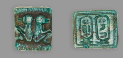Plaque: Two Baboons Back to Back/Cartouches, Egypt, New Kingdom?, Dynasties 18-20 (1550... Creator: Unknown.