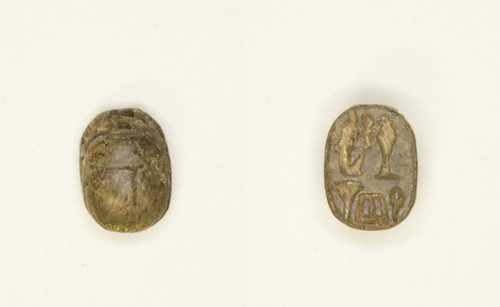 Scarab: Ma’at with Hieroglyphs, Egypt, New Kingdom-Late Period, Dynasties 18-30 (abt 1550-343 BCE). Creator: Unknown.
