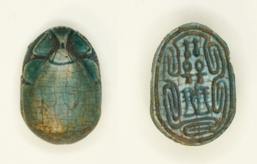 Scarab: Hieroglyphs (nfr-signs, anx-signs, Dd-signs), Egypt, Middle Kingdom-Second Intermediate... Creator: Unknown.