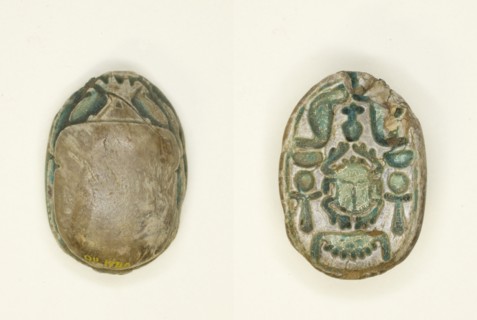 Scarab: Scarab Beetle with Hieroglyphs (cobras, anx-signs, nbw-sign), Egypt, Middle Kingdom, Dynasty Creator: Unknown.