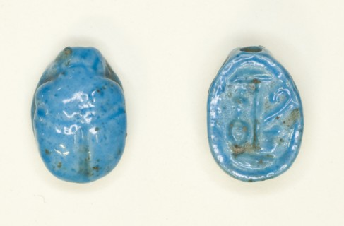 Scarab: Hieroglyphs (Red Crown, nfr- and nb-Signs: Trigramme of Amun), Egypt, New Kingdom... Creator: Unknown.