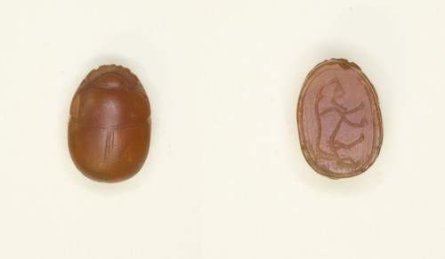 Scarab: Striding Lion Motif, Egypt, New Kingdom, Dynasties 18 (about 1550-1295 BCE). Creator: Unknown.