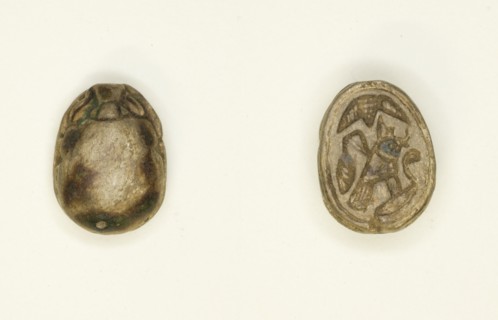 Scarab: Falcon with Red Crown and Cobra (?), Egypt, New Kingdom, Dynasties 18-19 (?)... Creator: Unknown.