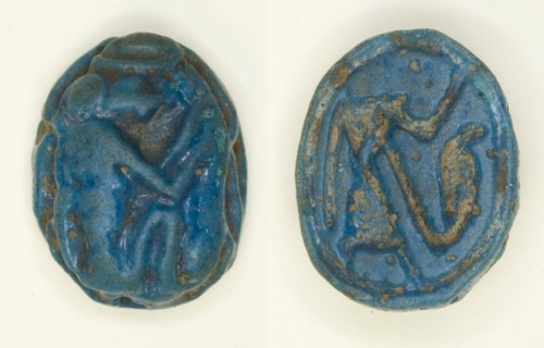 Scaraboid: Thoth as a Baboon with Lunar Crescent, Egypt, New Kingdom, Dynasties 19-20... Creator: Unknown.