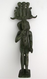 Statuette of the God Horus as a Child (Harpokrates), Egypt, Late Period-early Ptolemaic Period (7th- Creator: Unknown.