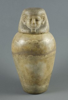 Canopic Jar with Human Head Lid, Egypt, Middle Kingdom, Dynasty 12 (about 1985-1773 BCE). Creator: Unknown.