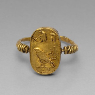 Ring Depicting Isis and Horus, Egypt, Ptolemaic Period (332-30 BCE). Creator: Unknown.