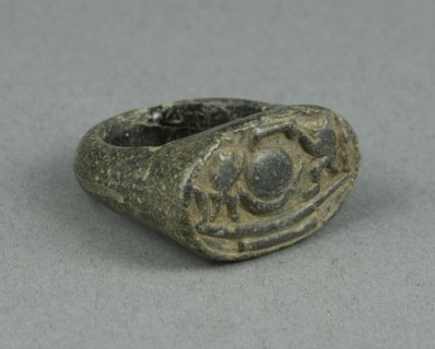 Ring of Sun God Ra in his Bark Being Worshipped by Baboons, Egypt, New Kingdom, Dynasty 18-19... Creator: Unknown.