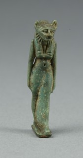 Amulet of a Lion-headed Walking Goddess, possibly Bastet, Egypt, Third Intermediate Period... Creator: Unknown.