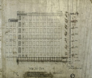 Brunswick Balke Collender Company Factory Building, Chicago, Illinois, Elevation and Section, 1891. Creator: Adler & Sullivan.