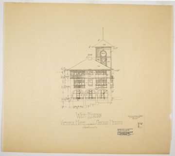 Victoria Hotel, Chicago Heights, Illinois, West Elevation, 1892. Creator: Adler & Sullivan.