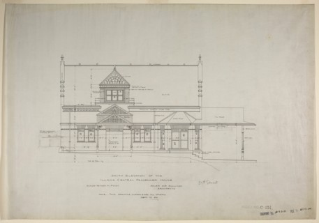 Illinois Central Railroad, Oakland Avenue Passenger Station, Chicago, Illinois, South Elevation, 188 Creator: Adler & Sullivan.