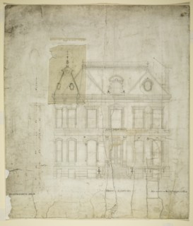 Peter Schuttler II House, Chicago, Illinois, Front Elevation, c. 1873-74. Creator: Bauer & Loebnitz.