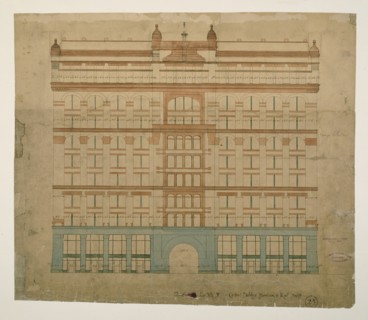 Rookery Building, Chicago, Illinois, LaSalle Street Elevation, 1885/87. Creator: Burnham and Root.