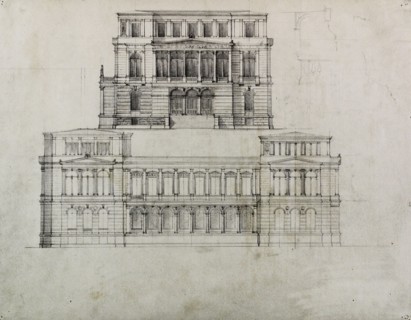 Design Projects, Building Elevation Study, c. 1860-1870. Creator: Carl J Furst.
