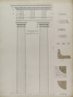 Orders of Architecture, Roman Doric Order from Baths of Diocletian, Rome, Elevation, April 1, 1870. Creator: Carl J Furst.