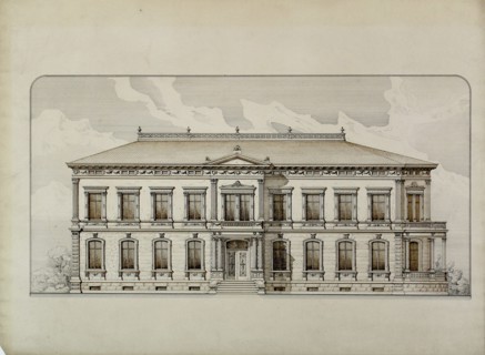 Design Studies, Elevation of a Villa, Presentation Elevation, c. 1870. Creator: Carl J Furst.