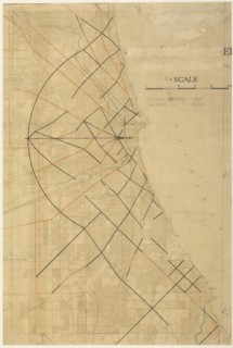 Plate 91 from The Plan of Chicago, Chicago, Proposed Diagonal Arteries, 1909. Creator: Daniel Burnham.