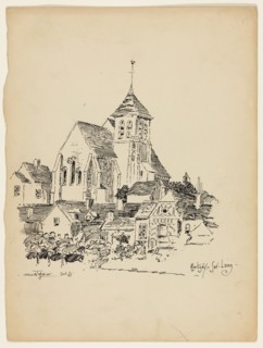 Church at Montigny-Sur-Loing, France, Travel Sketch, 1891. Creator: George Washington Maher.