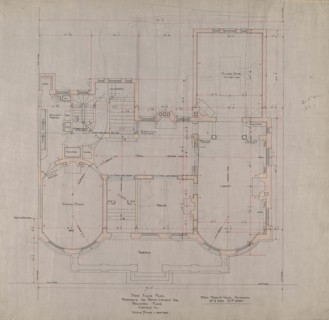 Bryan Lathrop House, Chicago, Illinois, First Floor Plan, c. 1892. Creator: McKim, Mead and White.