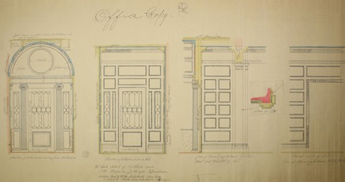Vestibule Doors, Bryan Lathrop House, Chicago, Illinois, Shop Drawing, 1892. Creator: McKim, Mead and White.