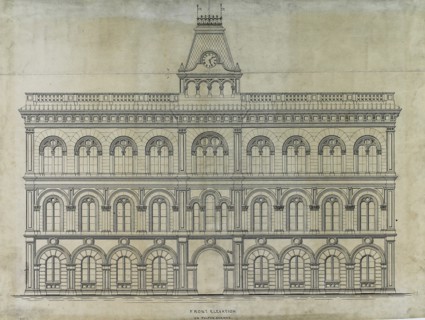 Kings County Courthouse Competition, Chicago, Illinois, Elevation, c. 1869. Creator: Peter Bonnett Wight.