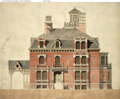 Eliphalet W. Blatchford House, Chicago, Illinois, LaSalle Street Elevation and Partial Section, 1873 Creator: Peter Bonnett Wight.