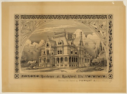 N. C. Thompson House, Rockford, Illinois, Perspective, 1876. Creator: Peter Bonnett Wight.