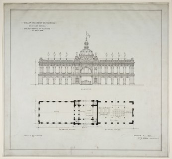 World's Colombian Exposition 64th Street Entrance, Chicago, Illinois, Plan and Elevation, 1892. Creator: Peter Joseph Weber.