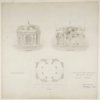 World's Colombian Exposition Chocolate-Menier Pavilion, Chicago, Plan, Elevation, and..., 1893. Creator: Peter Joseph Weber.