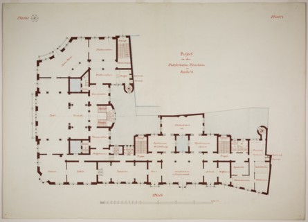 Rathskeller Neubau, Halle (Saale), Saxony-Anhalt, Germany, First Floor Plan, c. 1887. Creator: Peter Joseph Weber.