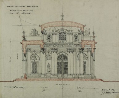 Chocolate-Menier Pavilion, World's Colombian Exposition, Chicago, Illinois, Section Sketch, 1893. Creator: Peter Joseph Weber.