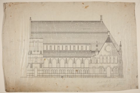 Second Presbyterian Church, Chicago, Illinois, North Elevation, 1874. Creator: Renwick & Sands.
