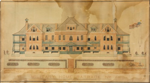 Military Home Barrack No. 1, Presentation Drawing, c. 1880s. Creator: Unknown.