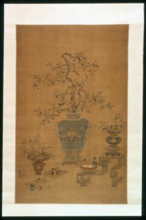 Hanging Scroll (Furnishing Fabric), China, Qing dynasty(1644-1911), 1801/50. Creator: Unknown.