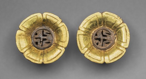 Flower-Shaped Ear Ornaments, 1400/1500. Creator: Unknown.