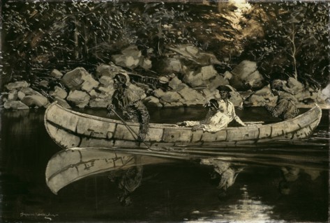 Paddling the Wounded British Officer, 1897. Creator: Frederic Remington.