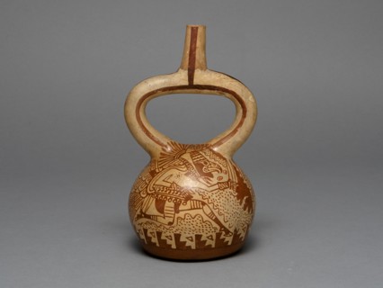 Stirrup Spout Vessel Depicting Costumed Runners, 100 B.C./A.D. 500. Creator: Unknown.