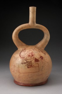 Stirrup Spout Vessel with Fineline Enthroned Warrior Motif, 100 B.C./A.D. 500. Creator: Unknown.