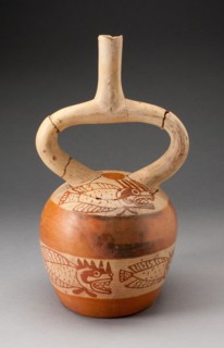 Stirrup Vessel Depicting Bands of Abstract Fish, 100 B.C./A.D. 500. Creator: Unknown.
