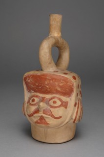 Vessel in Form of a Masked Head with a Mustache, 100 B.C./A.D. 500. Creator: Unknown.