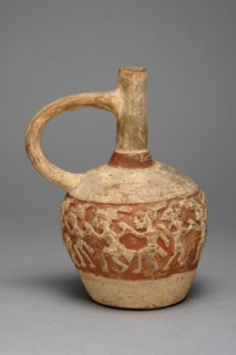 Handeled Jar with a Painted Relief Depicting a Procession of Deceased Figures, 100 B.C./A.D. 500. Creator: Unknown.