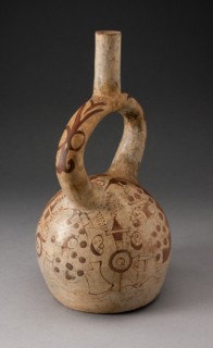 Stirrup Spout Vessel with Fineline Bean Warrior Motif, 100 B.C./A.D. 500. Creator: Unknown.