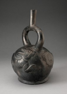 Stirrup Spout Vessel with Raised Chimera Motifs, 100 B.C./A.D. 500. Creator: Unknown.